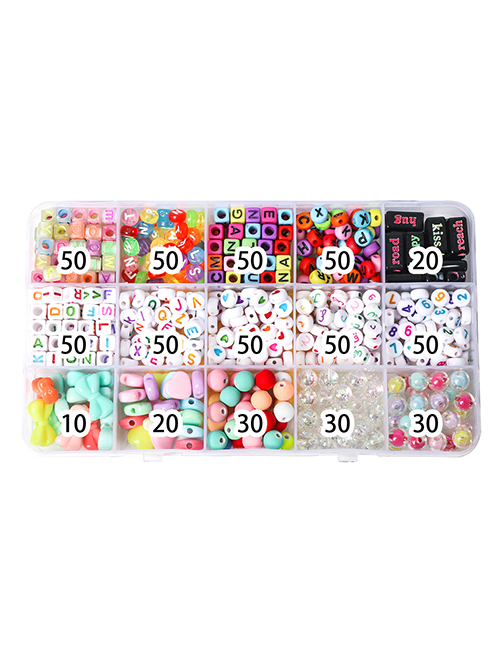 Fashion Color Acrylic Alphabet Luminous Number Beads 15 Grid Set Box Diy Material
