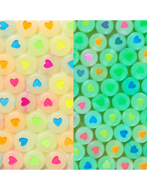 Fashion 4*7 Luminous Hearts (100 Packs) Acrylic Dripping Oil Love Oblate Loose Beads Diy Material