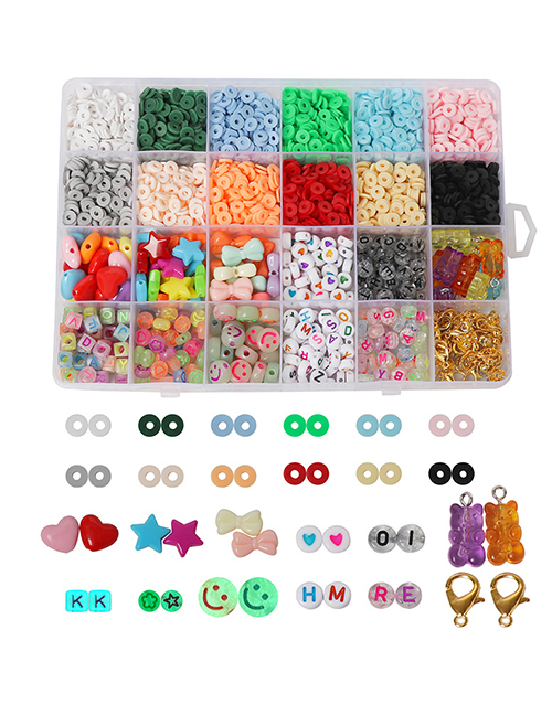 Fashion Color Soft Pottery Luminous Acrylic Letter Beads 24 Grid Set Diy Material