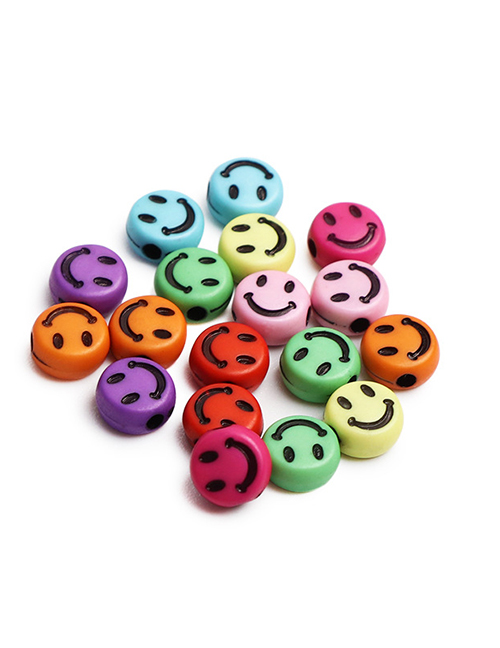 Fashion 4*7 Color Plus Black Acrylic Washable Smiling Face Loose Beads Diy Material