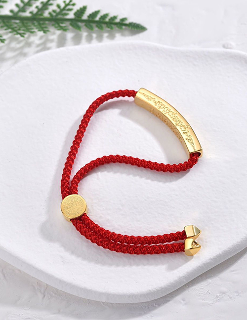 Fashion Red Rope Braided Red Rope Small Gold Bar Bracelet