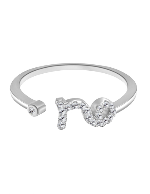 Fashion White K Capricorn Alloy Diamond Zodiac Open Ring