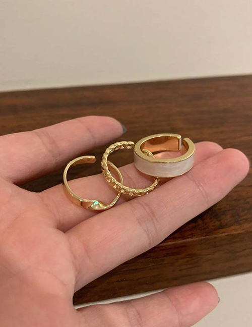 Fashion Beige (three-piece Set) Pure Copper Geometric Ring Set