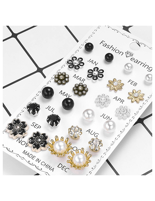 Fashion 7# Alloy Diamond Geometric Stud Earrings Set