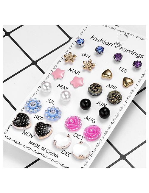 Fashion 8# Alloy Diamond Geometric Stud Earrings Set