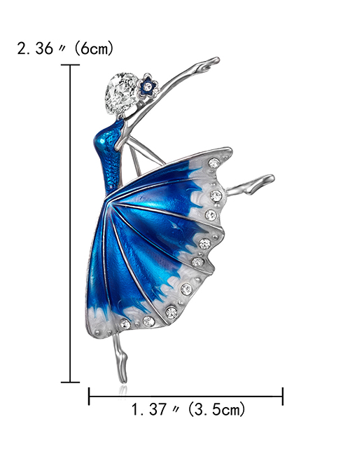 Fashion 4# Alloy Diamond Drop Oil Ballet Brooch