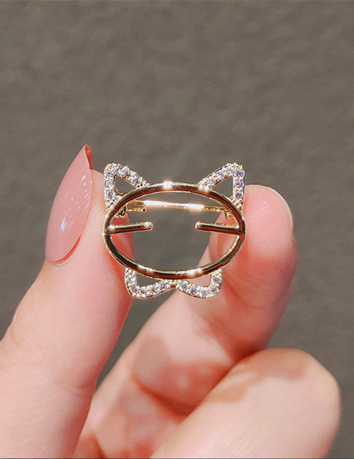 Fashion 2# Alloy Diamond Cat Brooch