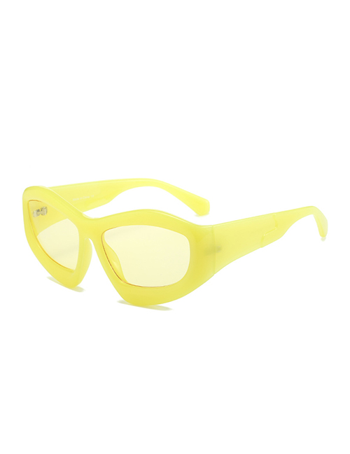 Fashion Light Yellow Frame Yellow Film Pc Cat Eye Large Frame Sunglasses