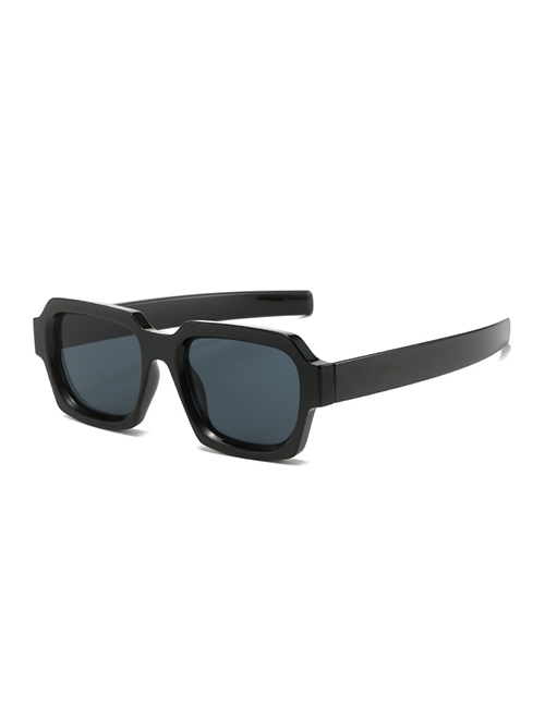 Fashion Black Frame Full Gray Film Pc Square Sunglasses