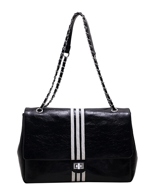 Fashion Black Pu Soft Side Large Capacity Shoulder Bag