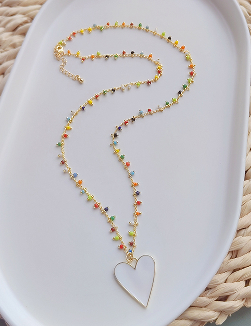 Fashion 3# Drip Oil Color Bead Love Necklace