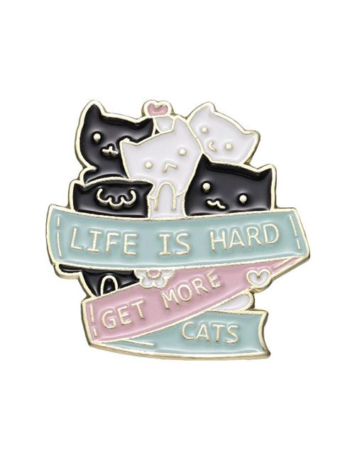 Fashion 5# Alloy Cartoon Black And White Cat Brooch