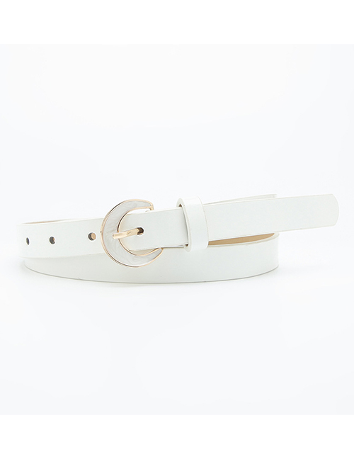Fashion White Patent Leather Wide Belt With Pu Spray Paint Buckle