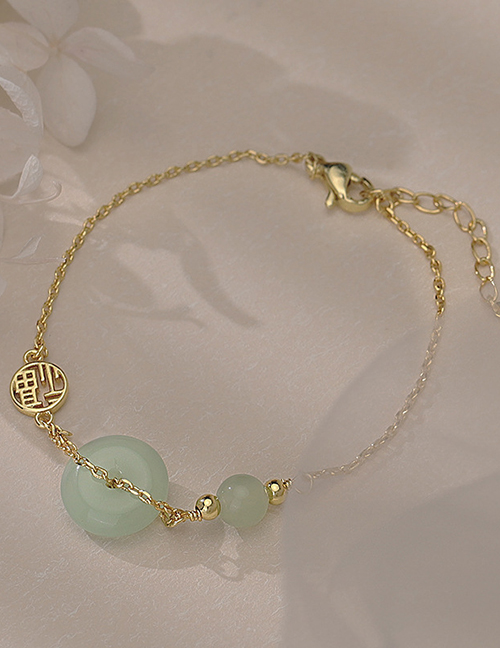Fashion Fu Pai Hetian Jade Bracelet (gold) Pure Copper Hetian Jade Ping An Buckle Bracelet