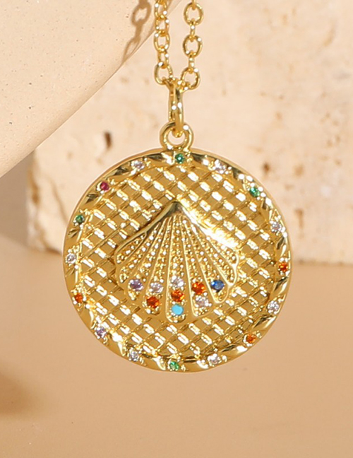 Fashion Round Pendant Copper Inlaid Zirconia Starfish Necklace