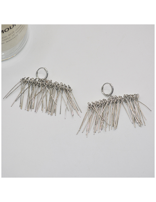 Fashion Silver Alloy Tassel Pine Needle Earrings