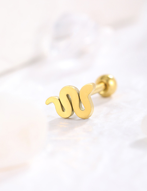 Fashion Serpentine - Single Gold-plated Stainless Steel Snake Earrings
