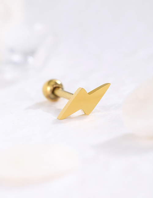 Fashion Lightning - Single Gold Plated Stainless Steel Lightning Stud Earrings