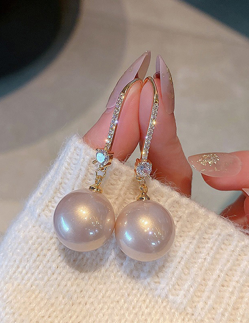 Fashion Gold Geometric Zirconia Pearl Drop Earrings