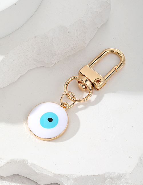 Fashion White Round Eyes Alloy Drip Eye Keychain