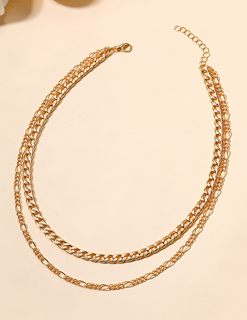 Fashion Gold Alloy Geometric Chain Double Layer Necklace