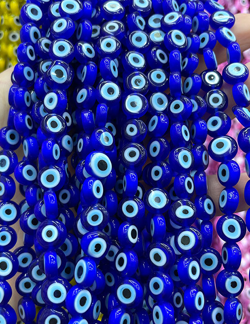 Fashion Flat Round Royal Blue (blue Circle) 6mm Oblate Glass Eye Bead Accessories