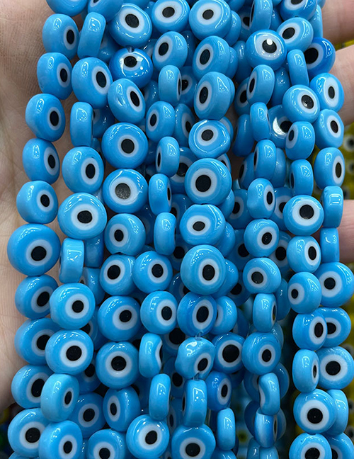 Fashion Flat Round Porcelain Blue (white Circle) 6mm Oblate Glass Eye Bead Accessories