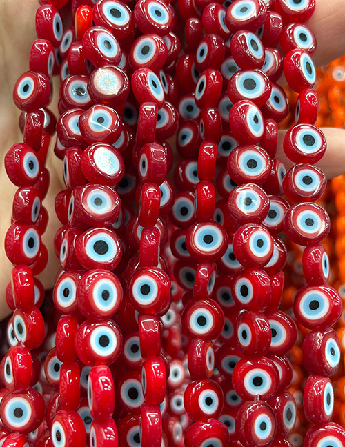 Fashion Oblate Red (blue Circle) 6mm Oblate Glass Eye Bead Accessories