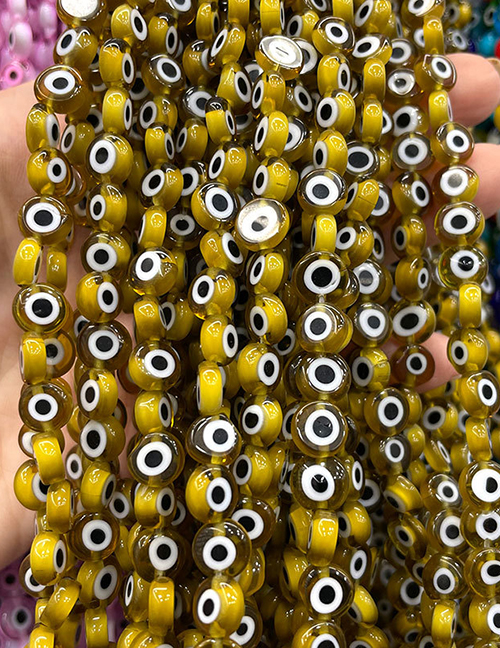 Fashion Oblate Yellow (white Circle) 6mm Oblate Glass Eye Bead Accessories