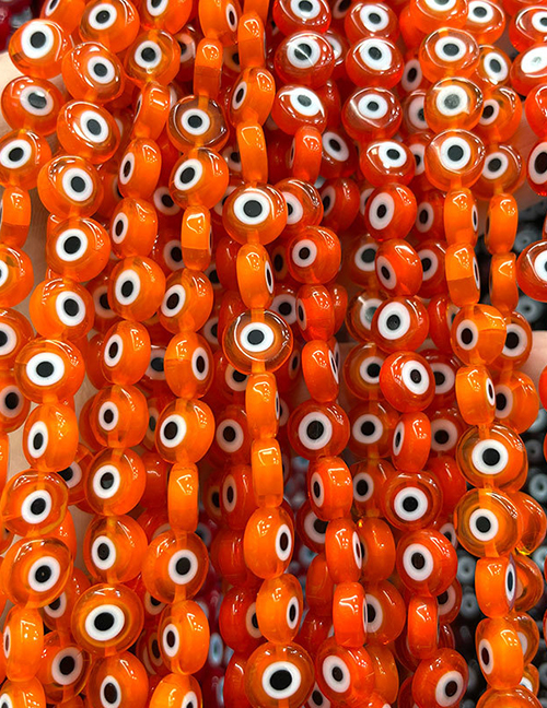 Fashion Flat Round Orange (white Circle) 6mm Oblate Glass Eye Bead Accessories