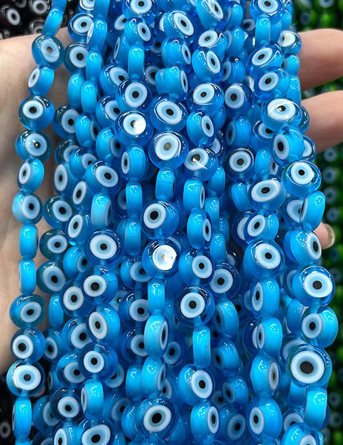 Fashion Oblate Transparent Ice Blue (blue Circle) 6mm Oblate Glass Eye Bead Accessories