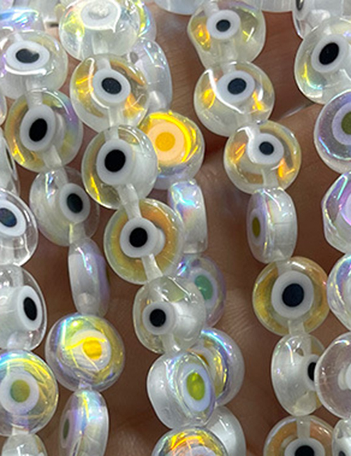 Fashion Electroplating Ab Transparent White (white Circle) 6mm Oblate Glass Eye Bead Accessories
