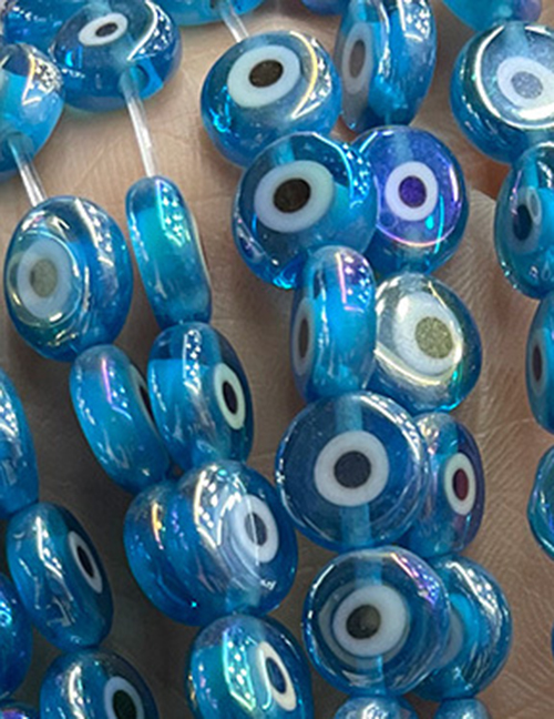 Fashion Electroplating Ab Ice Blue (white Circle) 6mm Oblate Glass Eye Bead Accessories
