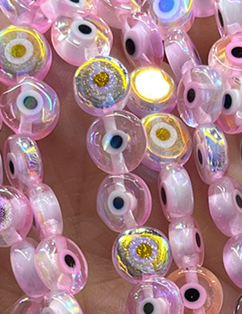 Fashion Electroplating Ab Translucent Pink (white Circle) 6mm Oblate Glass Eye Bead Accessories
