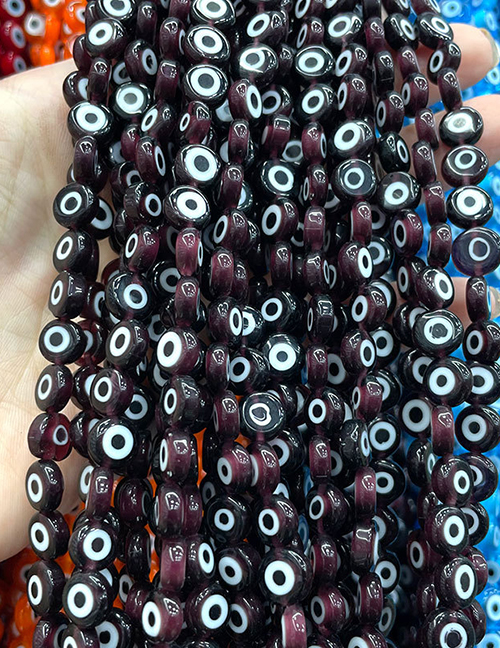 Fashion Oblate Dark Red (white Circle) 8mm Oblate Glass Eye Bead Accessories