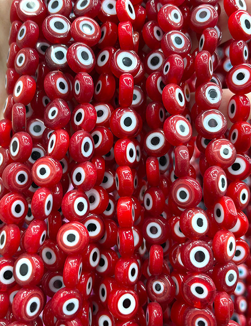 Fashion Flat Round Red (white Circle) 8mm Oblate Glass Eye Bead Accessories