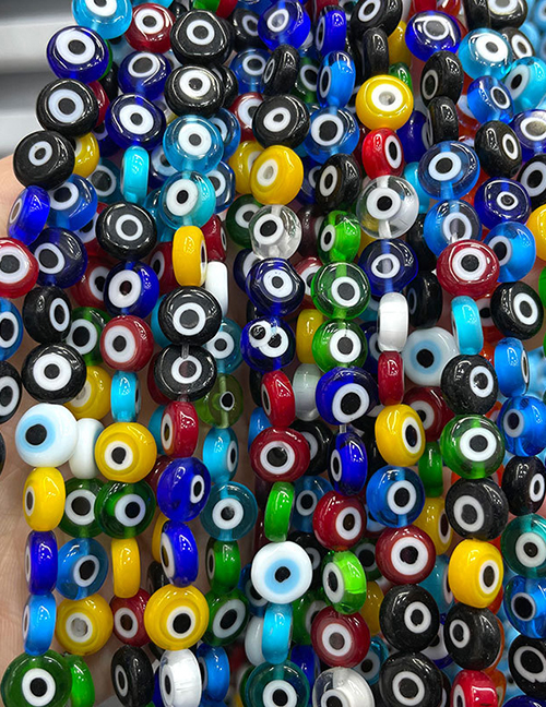 Fashion Oblate Color Mixing (color Random Mixing) 8mm Oblate Glass Eye Bead Accessories