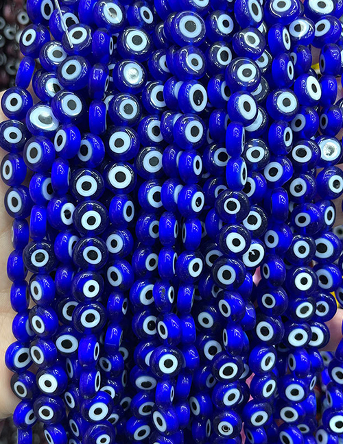 Fashion Flat Round Royal Blue (white Circle) 10mm Oblate Glass Eye Bead Accessories