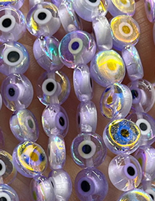 Fashion Electroplating Ab Light Purple 10mm Oblate Glass Eye Bead Accessories