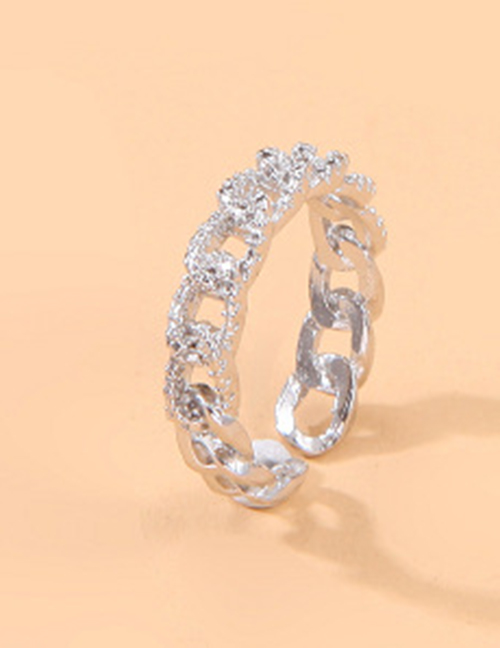 Fashion The Chain Alloy Diamond Chain Ring