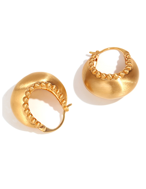 Fashion Gold Stainless Steel Gold Plated Brushed Basketball Earrings