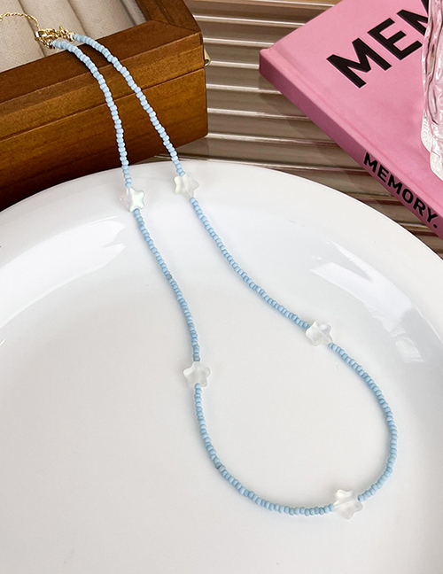 Fashion Blue String Beaded Star Necklace