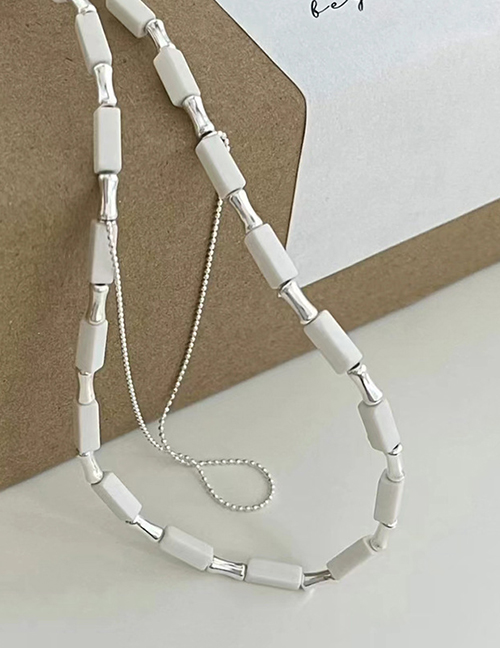 Fashion White Cube Beaded Necklace