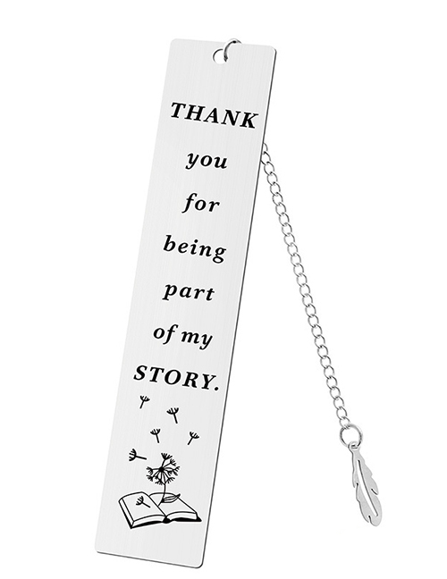 Fashion 12 Single-sided Bright Silver Metal Lettering Rectangular Bookmark
