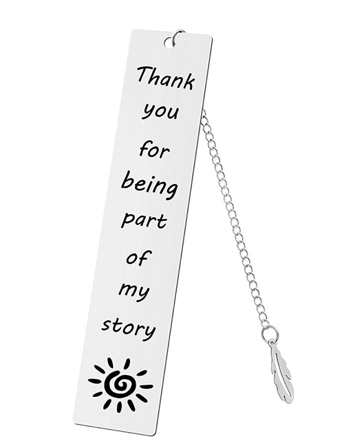 Fashion 19 Single-sided Bright Silver Metal Lettering Rectangular Bookmark