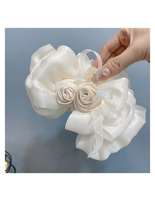Fashion Rose Beige Bow Fabric Rose Bow Clip