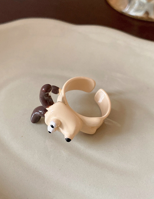Fashion Open Ring-brown-dog Cartoon Dripping Oil Animal Open Ring