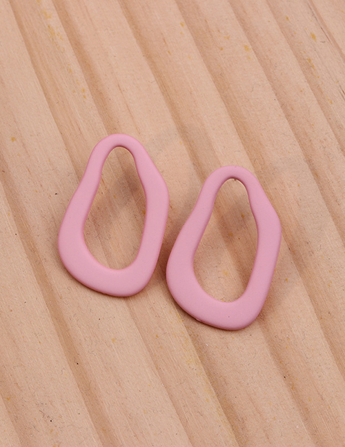 Fashion Pink Acrylic Geometric Hollow Irregular Stud Earrings