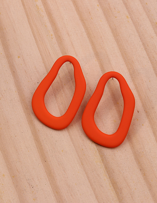 Fashion Orange Acrylic Geometric Hollow Irregular Stud Earrings