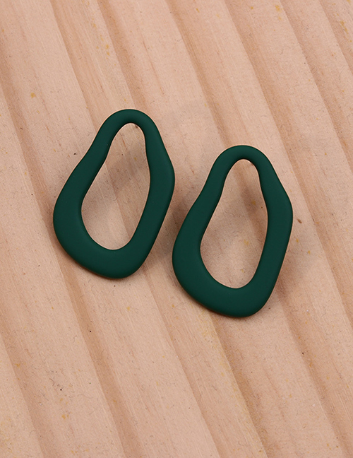 Fashion Dark Green Acrylic Geometric Hollow Irregular Stud Earrings